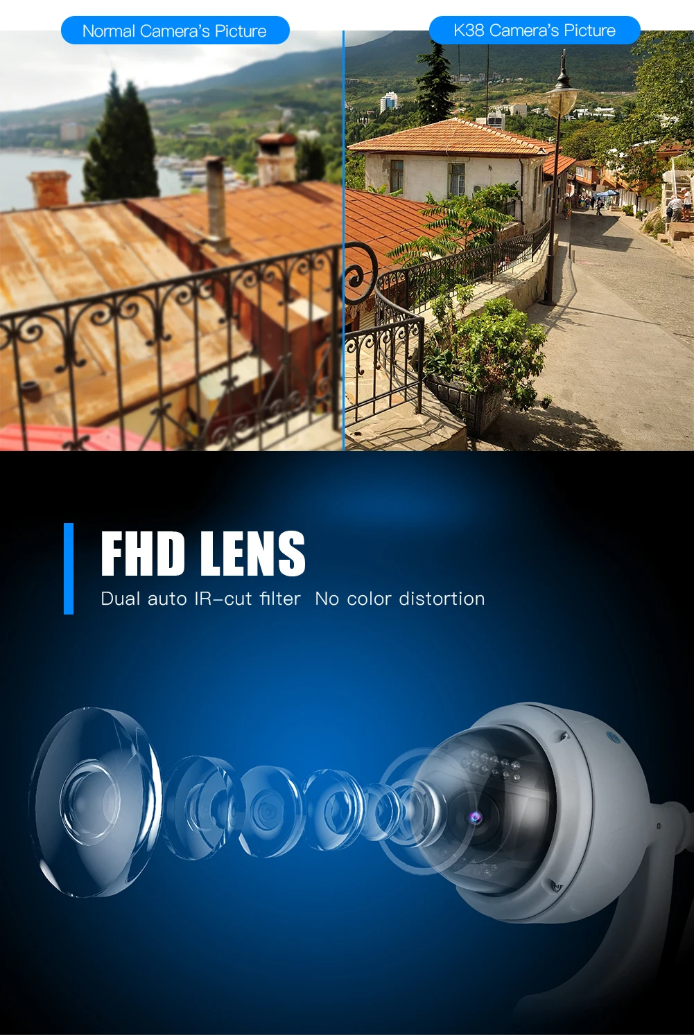 Wanscam K38 1080P открытая Поворотная PTZ камера 2.0MP 4X Zoom Водонепроницаемая беспроводная ip-камера наблюдения
