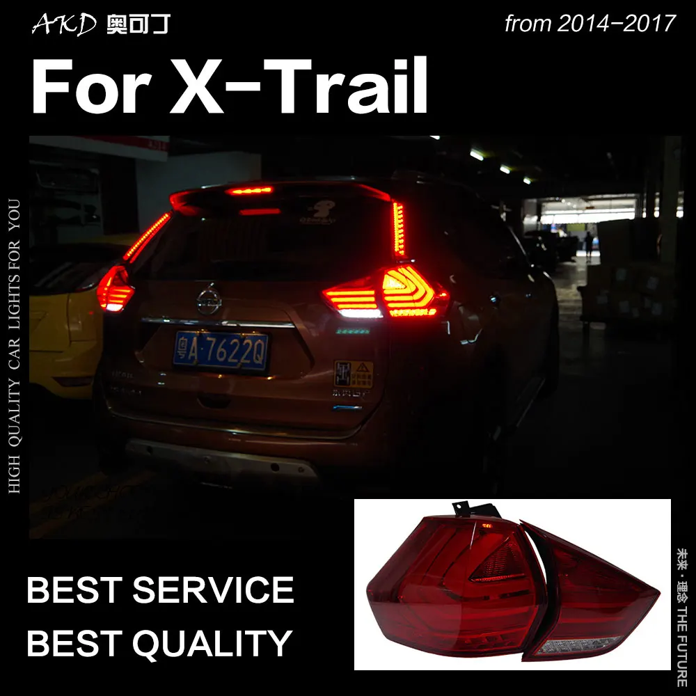 AKD автомобильный Стайлинг для Nissan X-trail задние фонари- Rouge светодиодный задний фонарь DRL сигнал тормоза заднего хода авто аксессуары