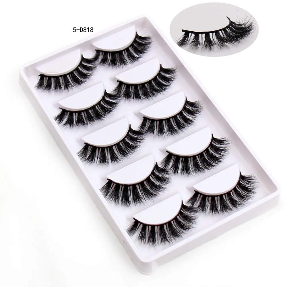 SOQOZ Eyelashes 3D Mink Luxury Handmade Lashes Natural Long Eye Fluffy False Lash 5 pairs D818 cosmeti | Красота и здоровье