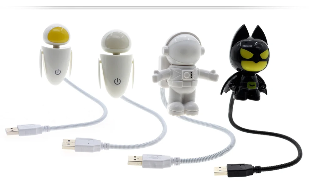 USB Ночной светильник мультфильм DC 5V Темный рыцарь Бэтмен/космонавта/Ева Белый/ЕВА желтый Тетрадь Питание гибкий подвесной светильник