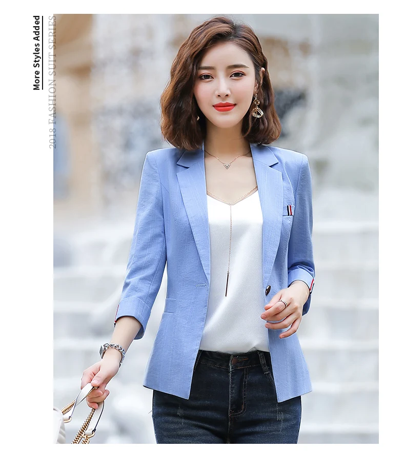 Модная женская куртка, весна, формальный темперамент, Тонкий Блейзер с короткими рукавами, офисное женское повседневное пальто