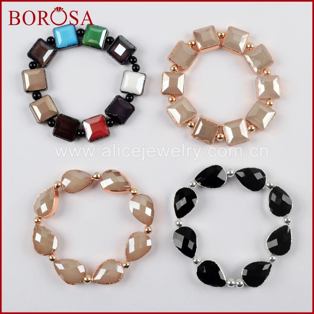 BOROSA 5 шт. натуральные многоцветные ограненные камни квадратный/подвеска