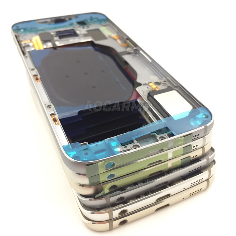 Сменный корпус Aocarmo с рамкой средней рамы для Samsung Galaxy S6 Edge G925 одним/двумя слотами