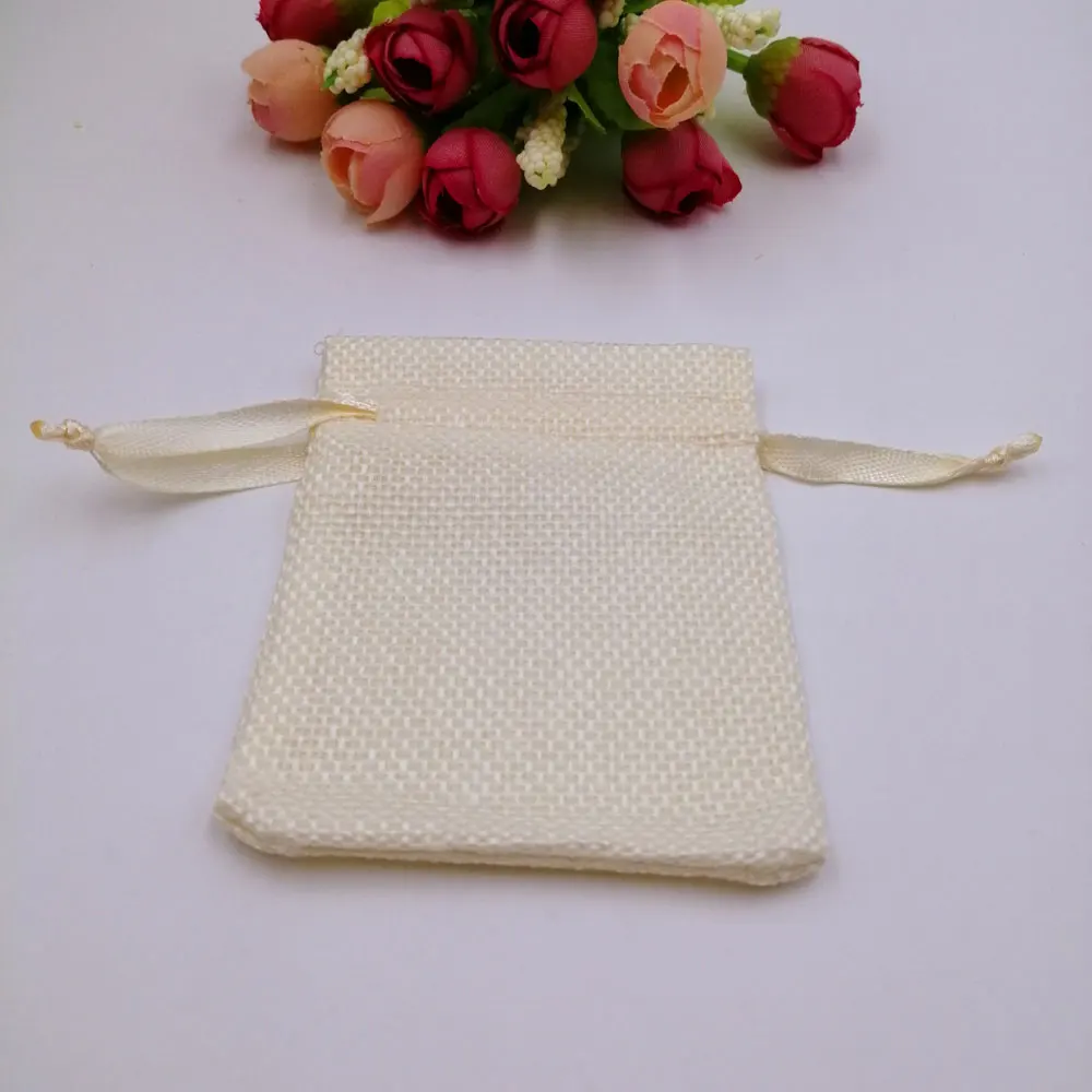 Джутовая сумка с лентами 17x23 см 10 шт. подарочные пакеты для ювелирных изделий