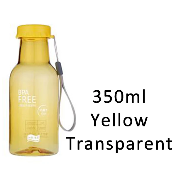350ML yellow Transhome яркие цвета небьющаяся бутылка для воды 350 мл 550 мл портативная герметичная велосипедная Спортивная пластиковая бутылка стакан для лимонного сока - Цвет: 350ML yellow