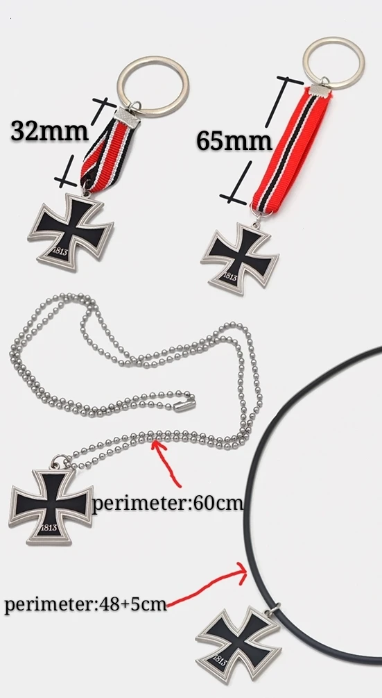 WWII mini iron cross badges German medal key chain ring with box Drop shipping