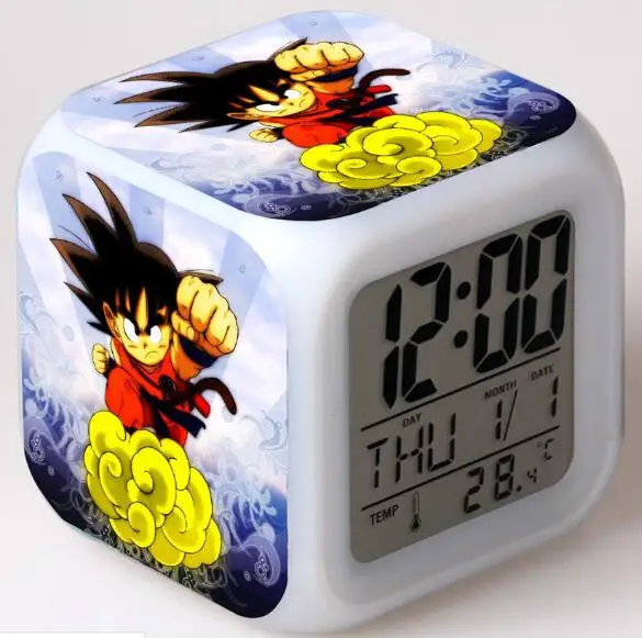 Розовый Мультфильм Dragon Ball игрушки Детский будильник светодио дный Цвет изменение цифровые часы регистрации Ночь Wake Up Light светящиеся электронный Reveil - Цвет: Розовый