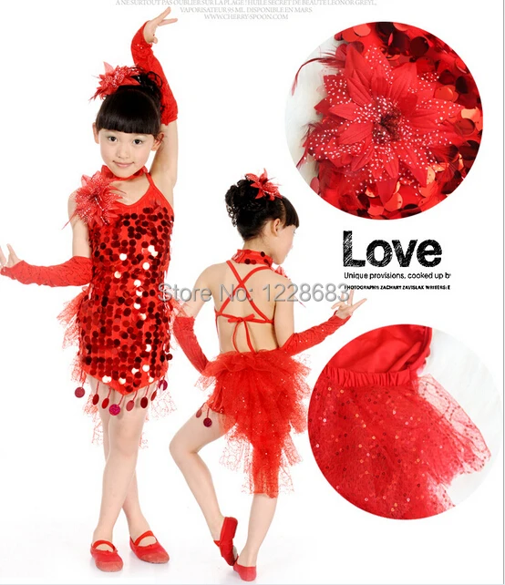 Детское платье для Бальных Танго латиноамериканских танцев с блестками |