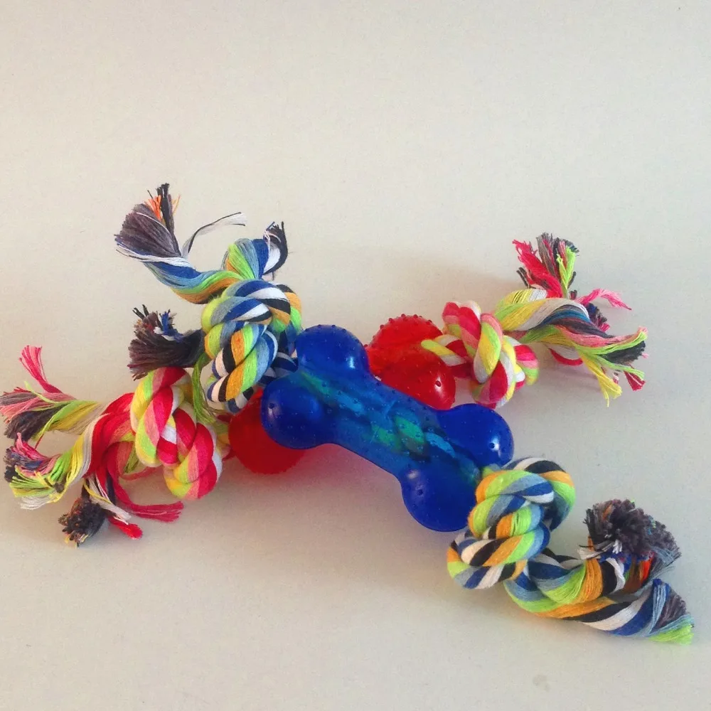 Cotton rope pet toy dog grinding supplies wholesale cotton double knot bone | Дом и сад