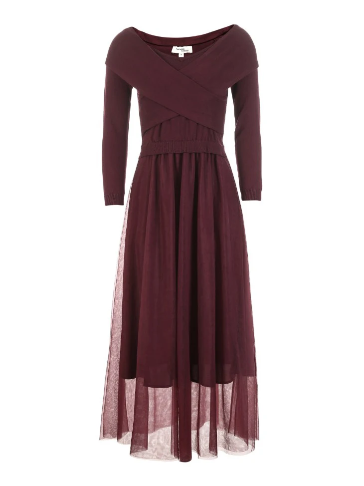 Vero Moda трикотажные Gauzy Splice 3/4 рукава Макси/длинное платье Вечерние платья | 31837C530