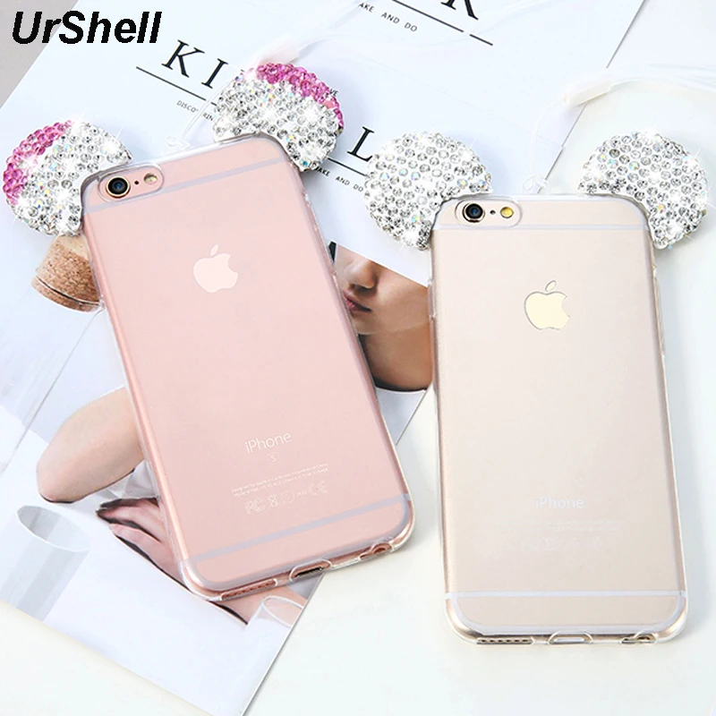 Для мобильного телефона чехлы для iPhone X XS Plus Bling 3D со стразами в виде мышиных ушек