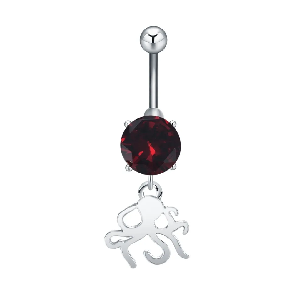 Кольцо для пупка в виде осьминога с гранатом из фианита AAA пирсинга Пляжное