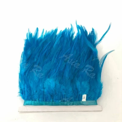 turquoise Новое поступление года! 10 ярд неоновый лимонно-желтая обертка бахрома из перьев петуха планки Высота 4-" перья для свадьбы на праздник, украшение для платья - Цвет: turquoise