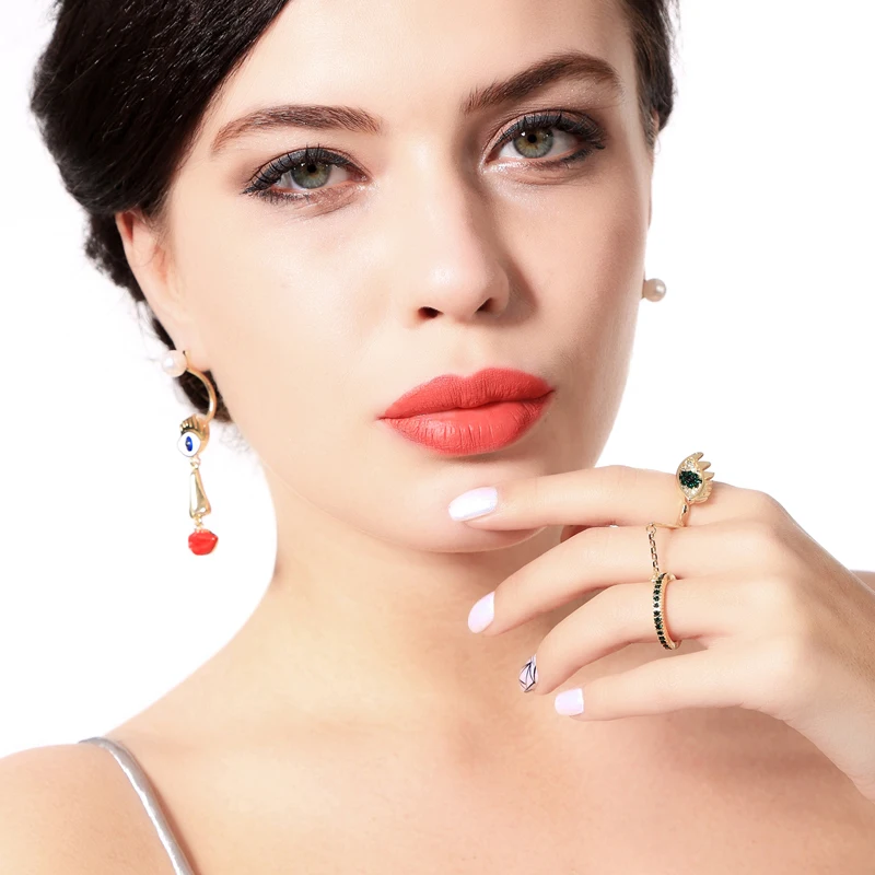 Женские асимметричные серьги с эмалью KISS ME корейские модные простые Подвесные
