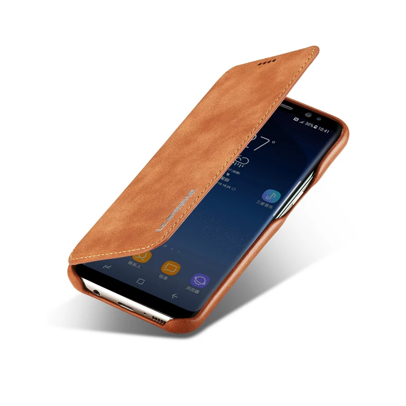 Роскошный кожаный чехол книжка с откидной крышкой для Samsung Galaxy S8 подставкой