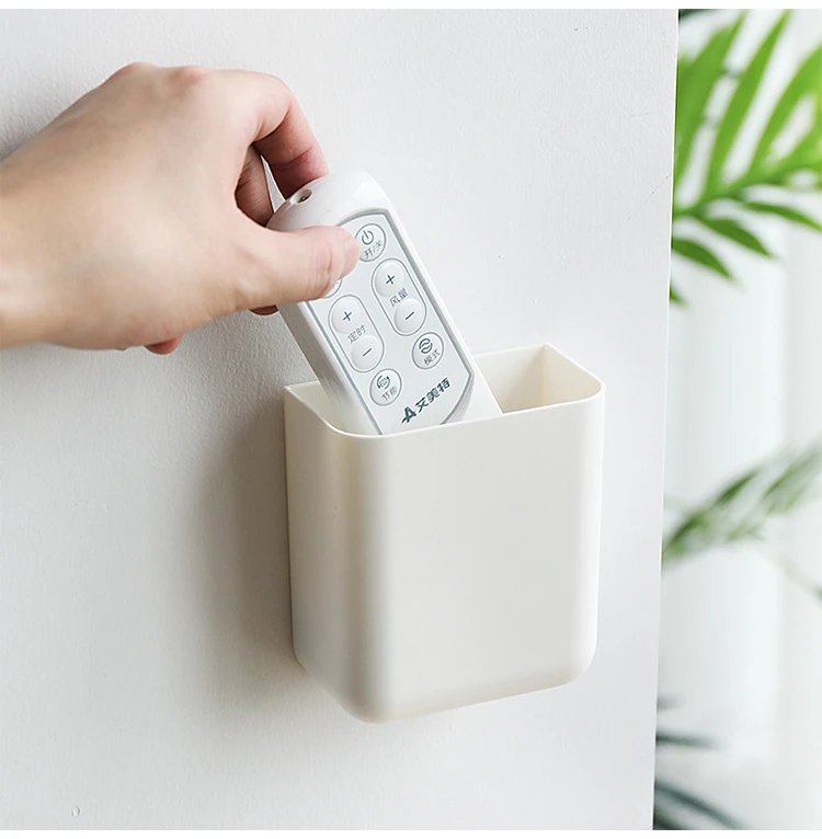 Punch free Wall Mount Storage Rack Small Shelf Remote Control Air Conditioner Storage Case Phone Holder Container Bath Kitchen