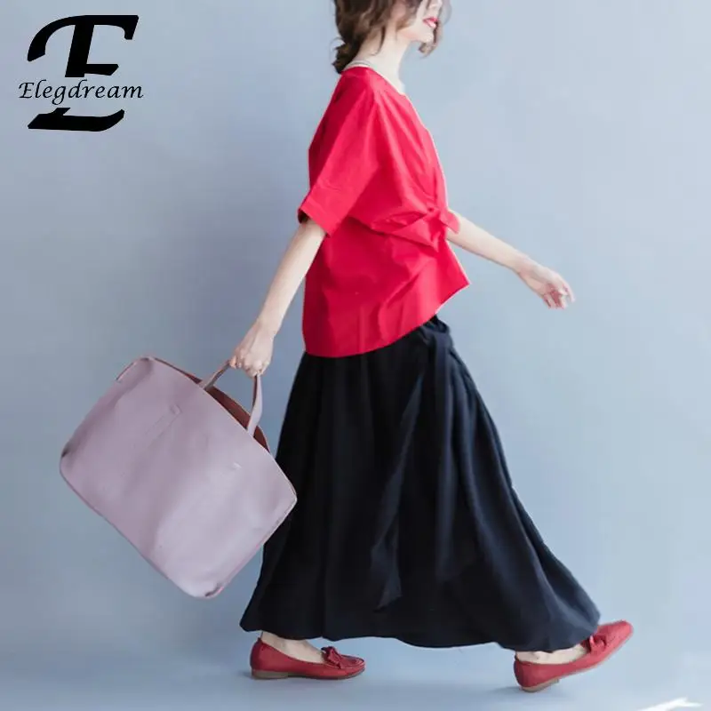 Женская однотонная короткая рубашка Elegdream Повседневная Свободная блузка синего