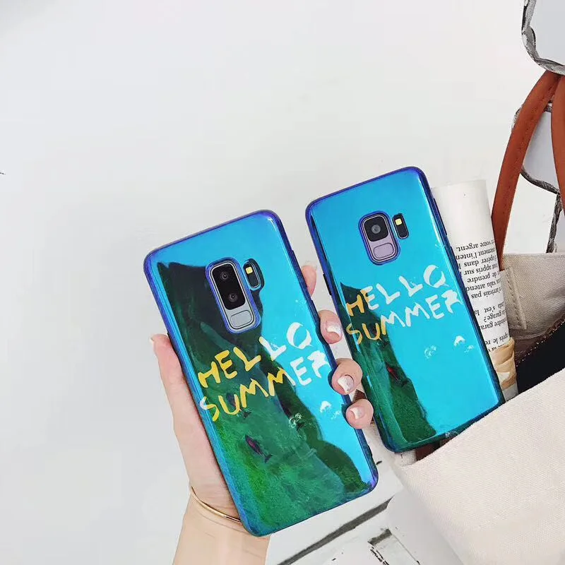 Ретро Здравствуйте лето темно-зеленые фотообои для Sam S9 S9edge S8 S8edge S7edge Note8 мягкая