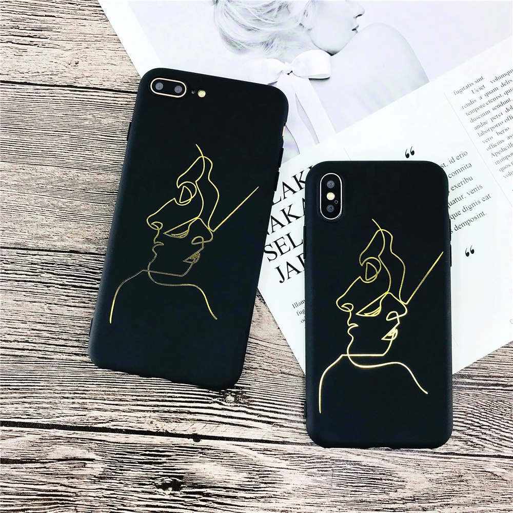 Cases For Iphone 6 High Quality Soft Frosted Dust Phone Case 6s Plus Art Line Love Letter Feather Pattern Back Cover |