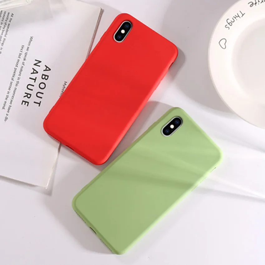 Ультратонкий Роскошный чехол из жидкого силикона для iPhone X XR XS Max мягкий
