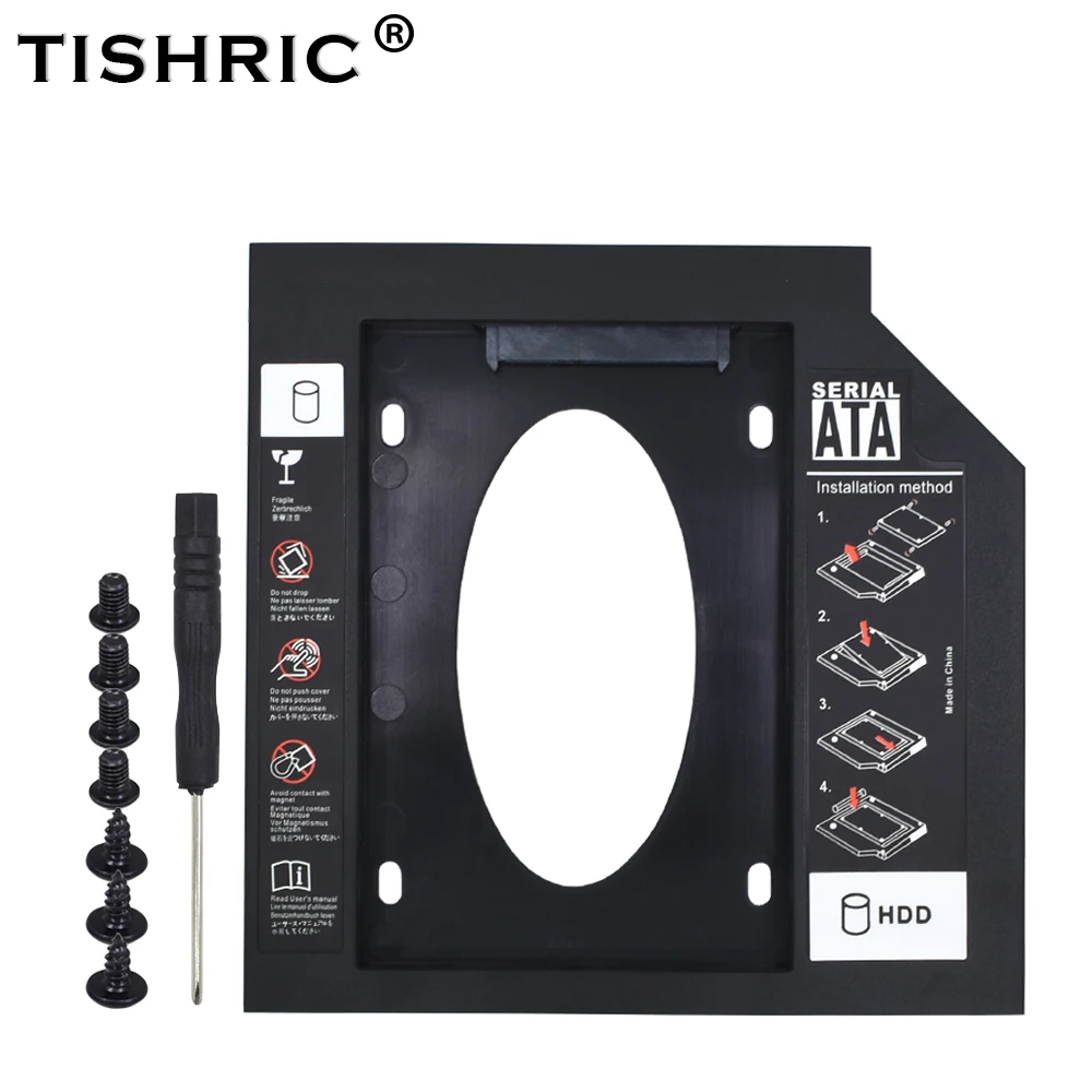 Популярный пластиковый жесткий диск TISHRIC Optibay второй 2nd hdd Caddy 9 5 мм SATA 3 0 для 2