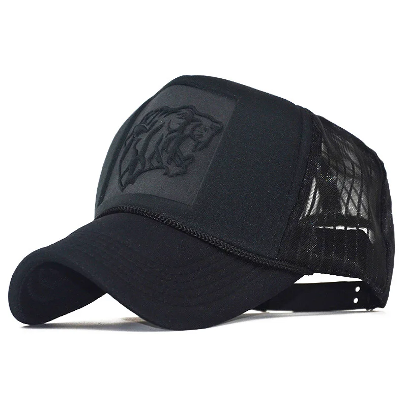 Женская однотонная бейсболка YONGLOU001 Yong с тиснением в виде головы тигра черная 5