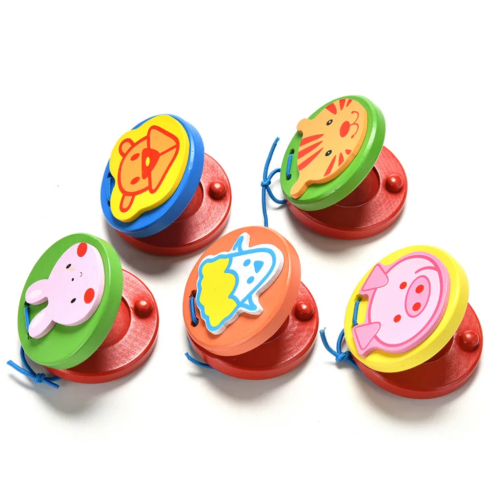 1 шт. Мультяшные кастанеты милые дети деревянные кастаньеты Clapper ручка