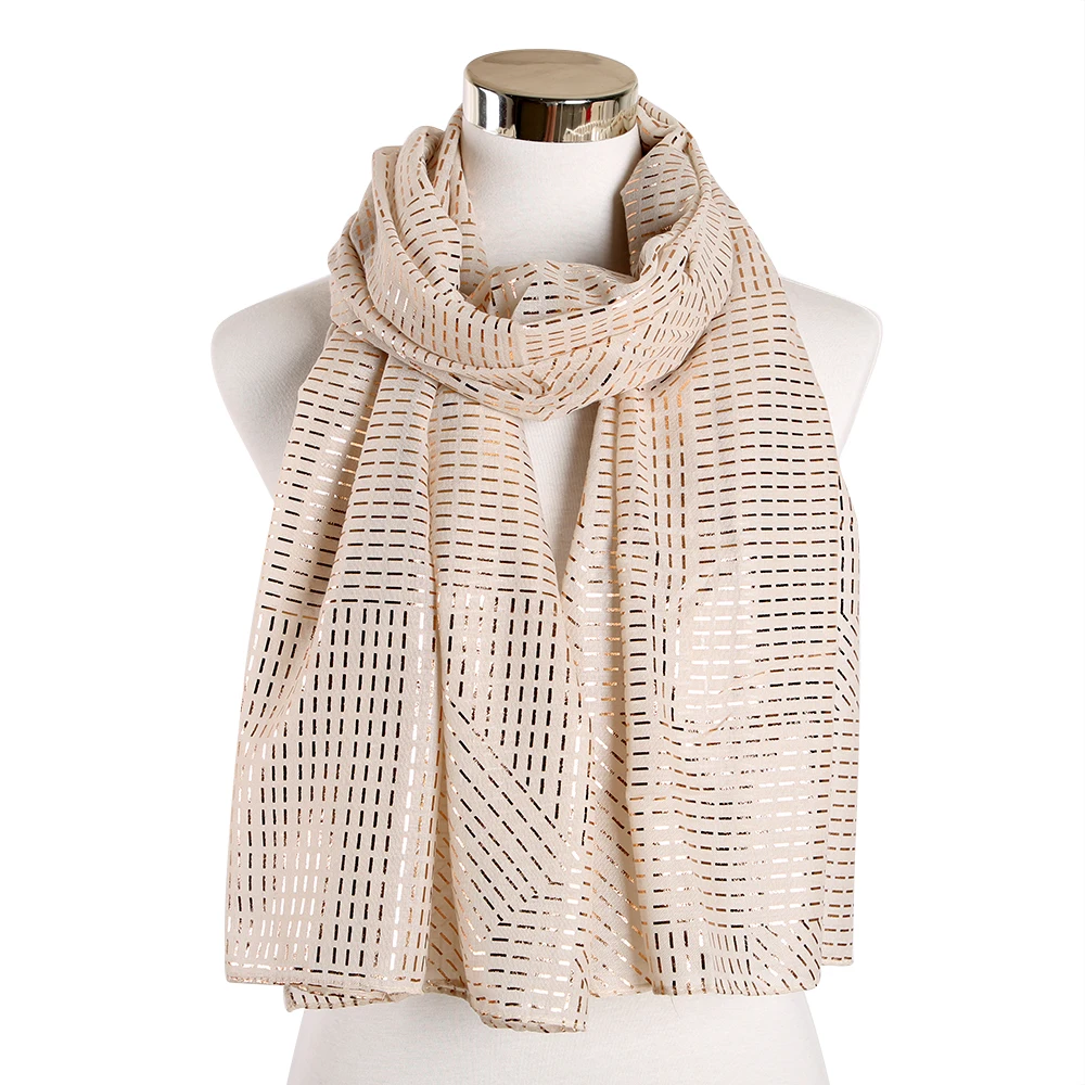 FOXMOTHER дизайн Foulard Femme Leightweight Фольга Золотой плед полосатый принт зажим для шарфа снуд женские подарки