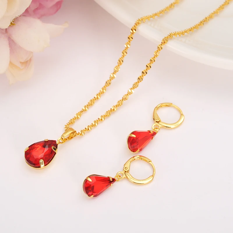 

Gold stone Wedding Jewelry Sets Cubic Zirconia Elegant Engagement Earring for Women girls charms gift Accessories drop shipping