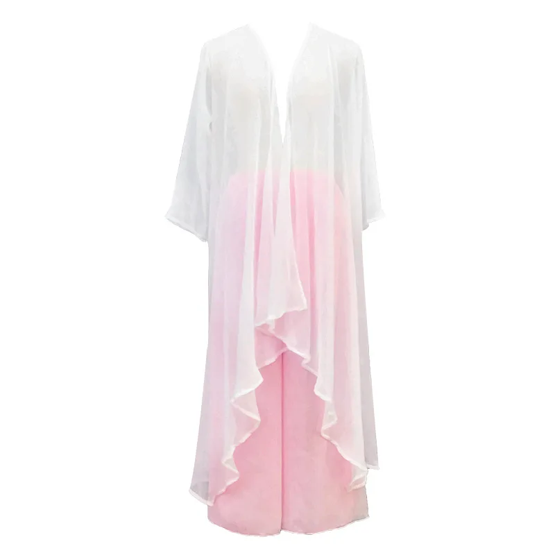 Женский длинный халат винтажный плащ платье белые широкие расклешенные брюки