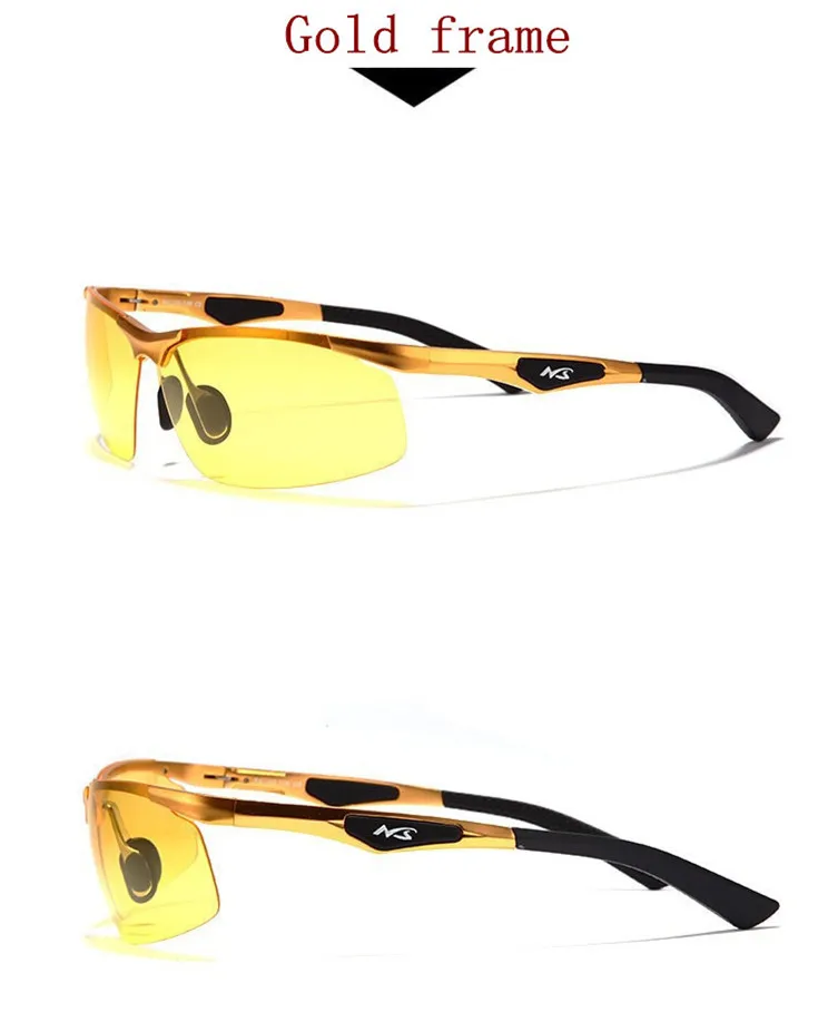 Gold frame Новинка AORON, антибликовые очки, поляризованные очки для вождения, желтые линзы, очки ночного видения, очки для вождения, мужские - Цвет линз: Gold frame