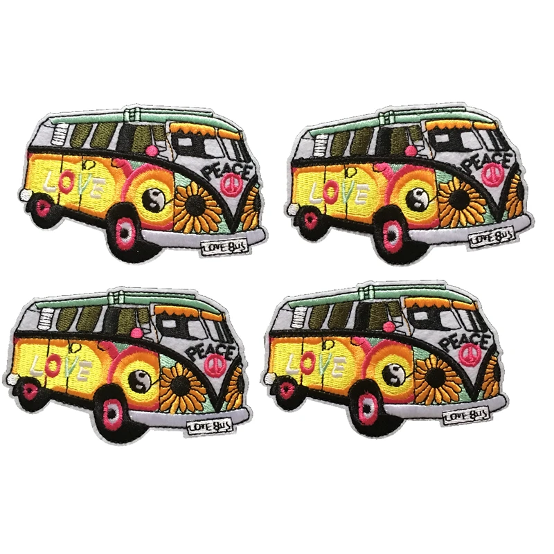 5PCS/lot Colorful Peace Bus Embroidered Iron on Patches for Clothes DIY Sewing Accessories | Дом и сад