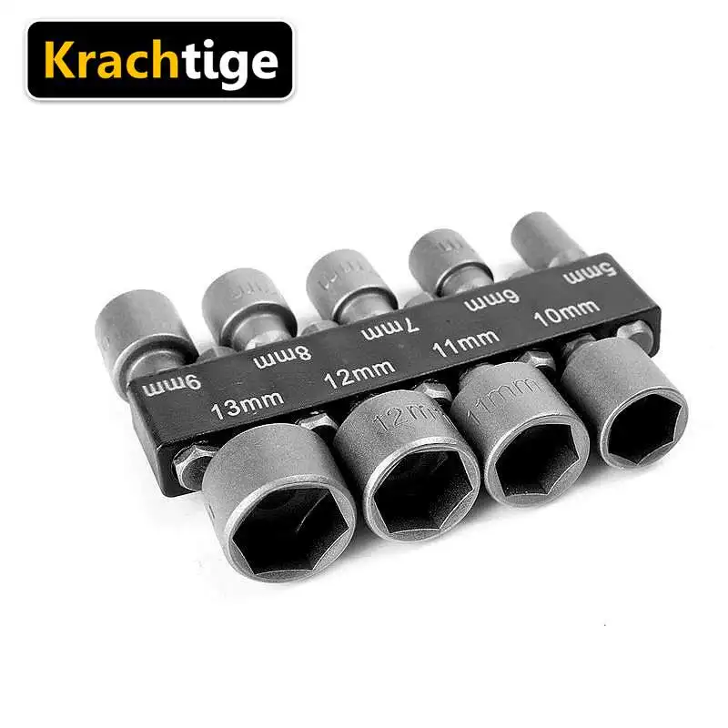 Krachtige 9 шт., шуруповерт с шестигранным хвостовиком, сверло, адаптер, гаечный ключ, винт, инструмент 5 мм-13 мм