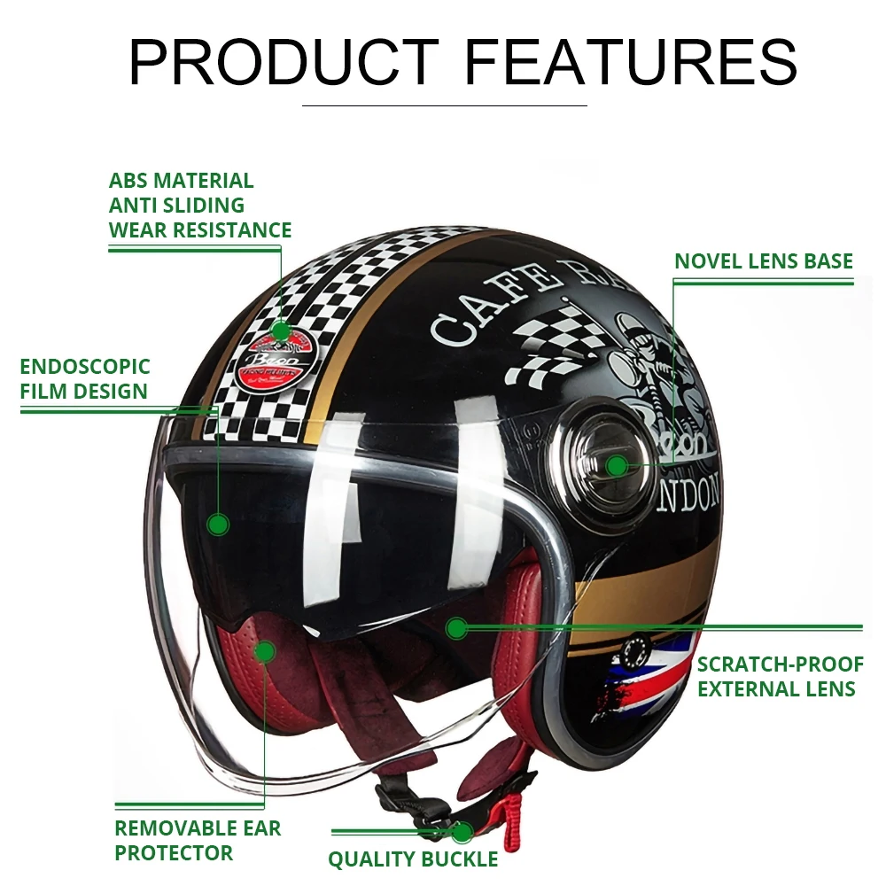 BEON Новый Ретро мотоциклетный шлем Кафе Racer Crash Чоппер винтажный мото для