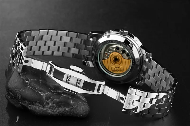 Автоматические часы GUANQIN Tourbillon, мужские светящиеся часы с календарем, полностью стальные механические наручные часы Mnale