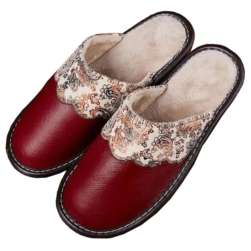 ST SUPER TRADE Genuine Leather Women Soft Soles Non-slip Home Slippers Winter Men Casual Plush Flat Heel Slip On Slides Shoes | Обувь