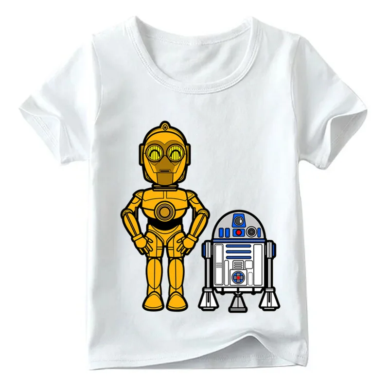 Забавная футболка с R2-D2 «Звездные войны» и BB-8 для маленьких мальчиков и девочек летние детские топы с короткими рукавами, детская повседневная одежда HKP5193 - Цвет: White L