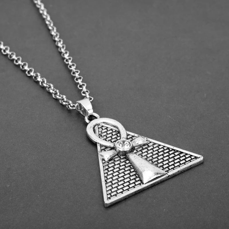 Mystic ER Египетский Анкх пирамиды крест ожерелье ключ Rhe жизни Треугольник Кулон