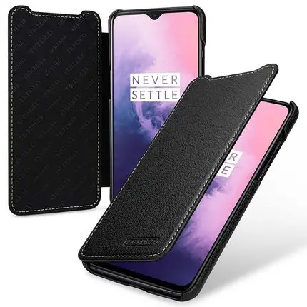 Черный Бизнес Флип из натуральной кожи чехол для телефона для Oneplus 7 Oneplus7 Модный ручной работы роскошный кожаный чехол для Oneplus 7Pro - Цвет: Черный