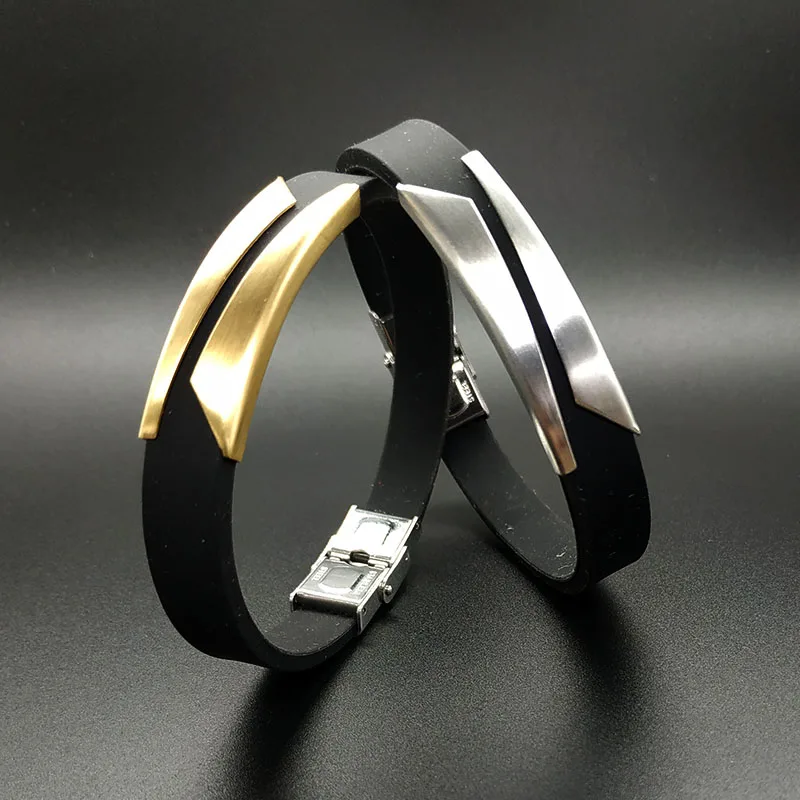 Спортивная черная силиконовая резина браслеты на запястья мужские панк