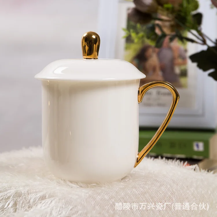Творческий золото ручка чашку подарок чашки Кофе чашка золотой ручкой Керамика