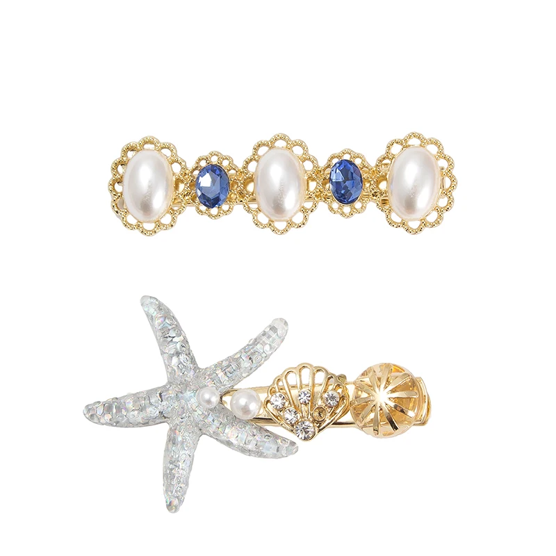 2 шт./компл. заколки для волос с жемчужинами в виде морской звезды Романтические