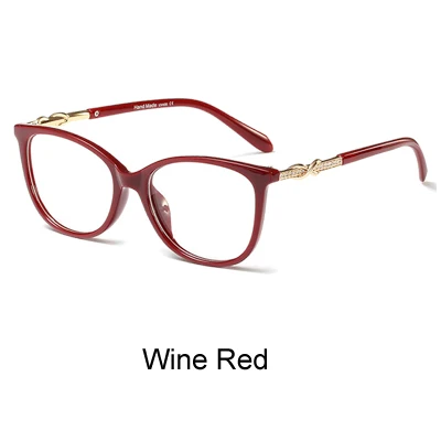 Wine Red Ralferty, роскошная кристальная оправа для очков, женские дизайнерские блестящие очки, оправа для очков, оптическая близорукость, нулевая точка, прозрачные очки F95162 - Цвет оправы: Wine Red