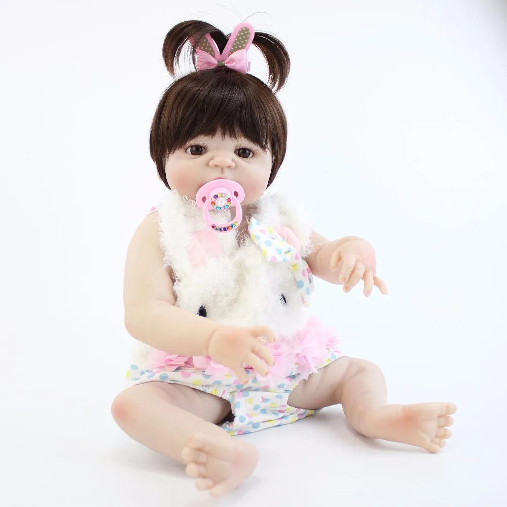 

55cm Full Silicone Body Baby Reborn Doll Lifelike 22'' Newborn Princess Girls Birthday Gift Present Bathe Toy