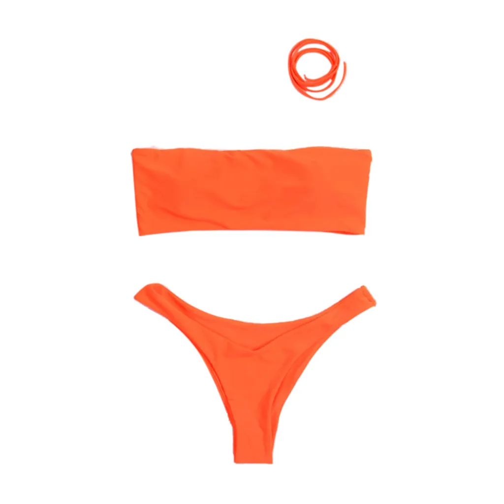 Womail Bandeau bikini set Swimwear female two pieces swimsuit High Waist Bikini Women Bathing Suit biquini W3052 | Женская одежда