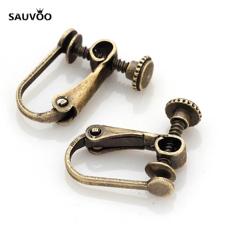 SAUVOO 10 шт./лот античная бронза серебро золото цвет французские серьги клипсы