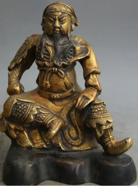 8 &quotКитайская бронза 24 K Gilt Assento Guan Yu Gong Guerreiro Deus cavaleiro de Ouro ouro ouro kouro | Статуи и скульптуры -32821768841