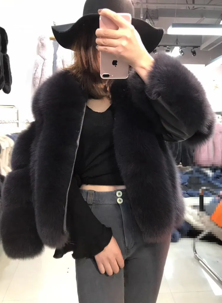 Зимняя куртка женская Повседневная натуральный Лисий мех пальто натуральный Лисий мех толстый теплый уличная брендовая Роскошная Верхняя одежда Повседневная мода