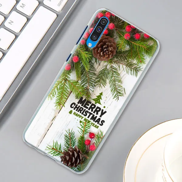 06 Счастливый новогоднее; рождественское Снежинка чехол КРЫШКА ДЛЯ samsung Galaxy A30 A40 A50 A70 A6 A8 плюс A7 A9 M30 чехол для телефона Coque - Цвет: 06