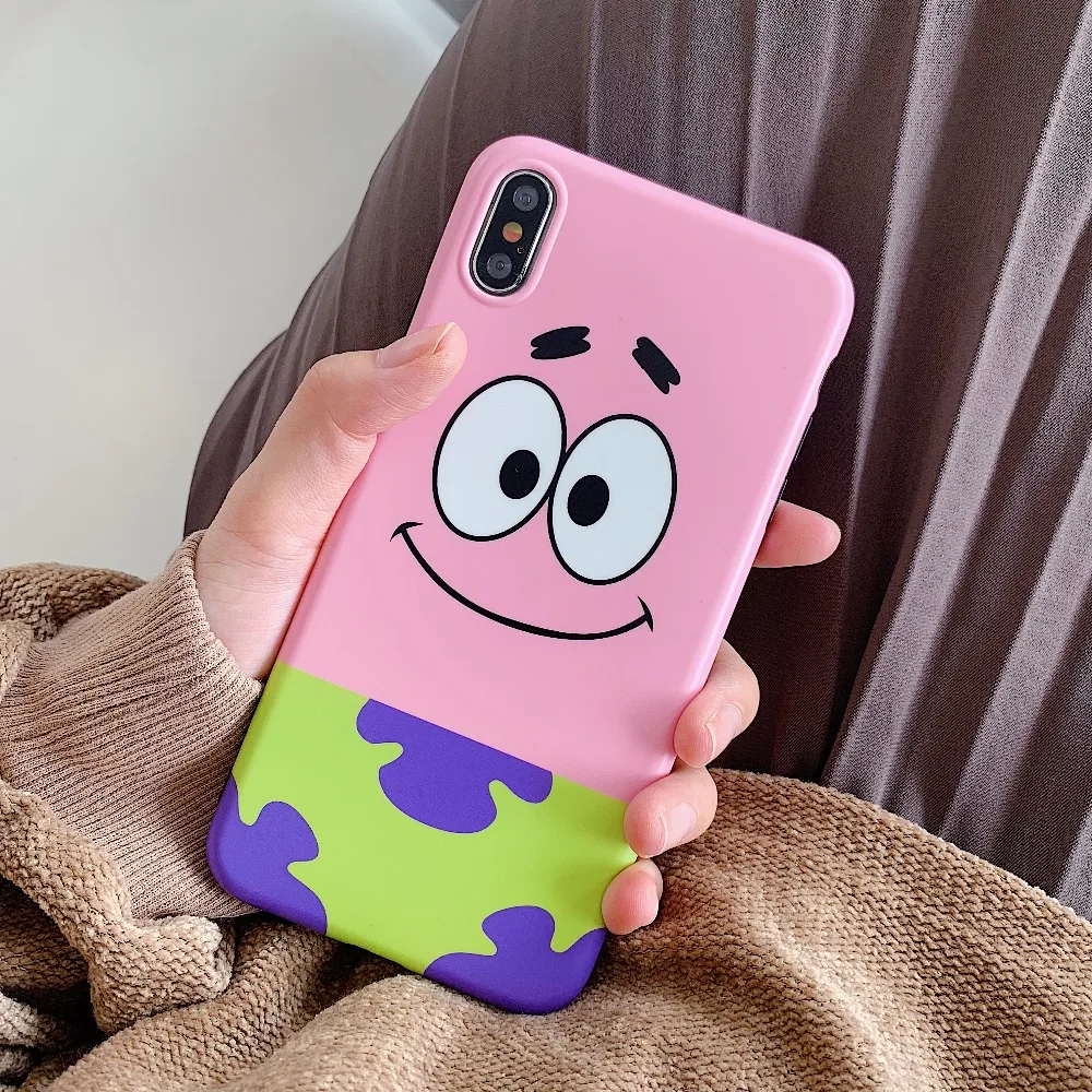 Роскошные SpongeBob квадраты Патрик звезда милый телефон пара чехол для iPhone 6 6s 7 8 Plus X XS XR XSMax мягкий IMD мультфильм глянцевый